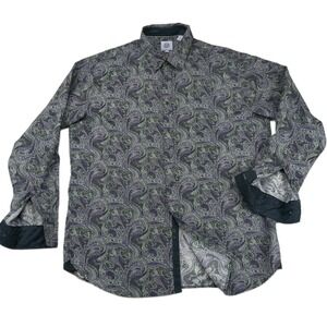 Kilburne & Finch Mens 3XLT Purple Paisley Long‎ Sleeve Button Down Shirt Tall